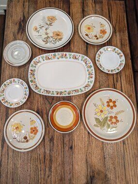 (9) Plates Curated for Plate Wall Decor - 1970's Theme